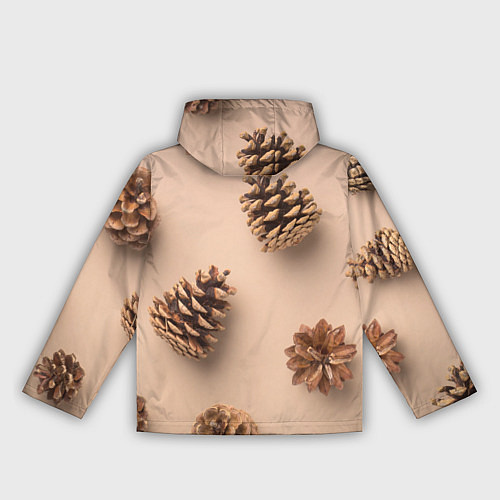 Женская ветровка Еловые шишки на бежевом фоне / 3D-Черный – фото 2