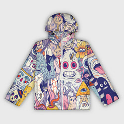 Ветровка с капюшоном женская Психоделические монстры, цвет: 3D-белый