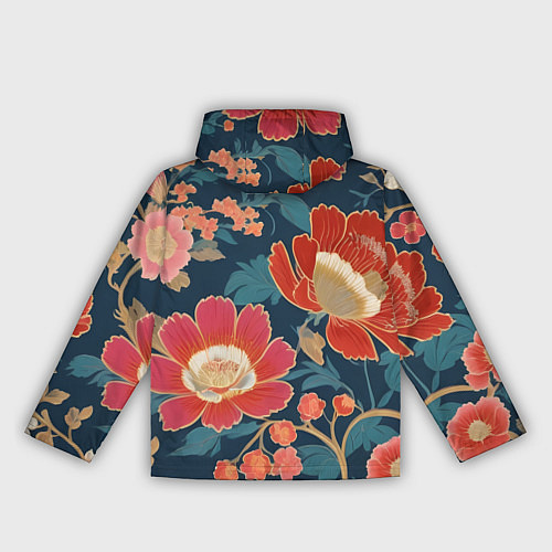 Женская ветровка Искусство алые цветы / 3D-Черный – фото 2