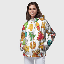 Ветровка с капюшоном женская Новогодние сладости, цвет: 3D-белый — фото 2