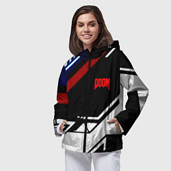 Ветровка с капюшоном женская Doom steel geometry, цвет: 3D-черный — фото 2