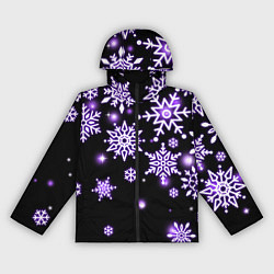 Ветровка с капюшоном женская Снежинки в неоне, цвет: 3D-черный