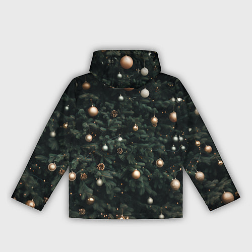 Женская ветровка Паттерн - Новогодняя елка / 3D-Черный – фото 2