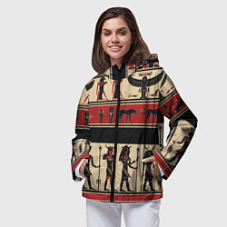 Ветровка с капюшоном женская Египетский орнамент, цвет: 3D-черный — фото 2