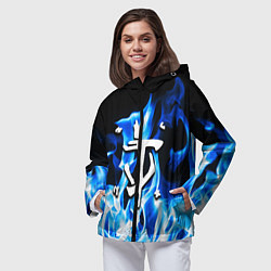 Ветровка с капюшоном женская Doom fire logo steel, цвет: 3D-черный — фото 2