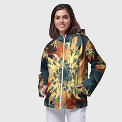 Ветровка с капюшоном женская Оптические узоры фракталы, цвет: 3D-белый — фото 2