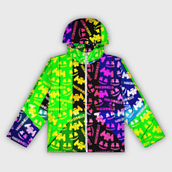 Ветровка с капюшоном женская Marshmello pattern neon steel, цвет: 3D-белый