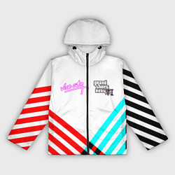 Ветровка с капюшоном женская GTA6 vice city line, цвет: 3D-черный