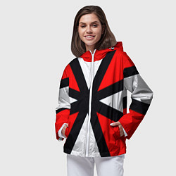 Ветровка с капюшоном женская Полосы амбрелла, цвет: 3D-белый — фото 2