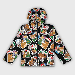 Ветровка с капюшоном женская Новогодняя капибара с ёлкой, цвет: 3D-черный