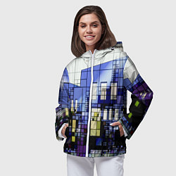 Ветровка с капюшоном женская Городской пейзаж, цвет: 3D-белый — фото 2