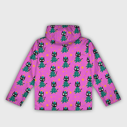 Женская ветровка Черный кот в костюме новогодней елки паттерн / 3D-Черный – фото 2