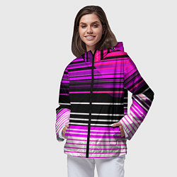 Ветровка с капюшоном женская Разноцветные вертикальные линии, цвет: 3D-черный — фото 2