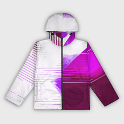 Ветровка с капюшоном женская Горизонтальные полосы на розово-белом фоне, цвет: 3D-черный