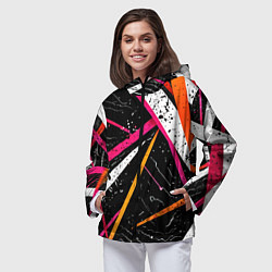 Ветровка с капюшоном женская Разноцветные праздничные линии, цвет: 3D-черный — фото 2