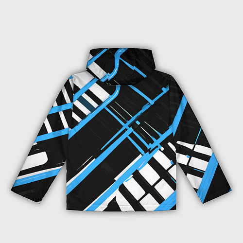 Женская ветровка Сине-белые линии на чёрном фоне / 3D-Черный – фото 2