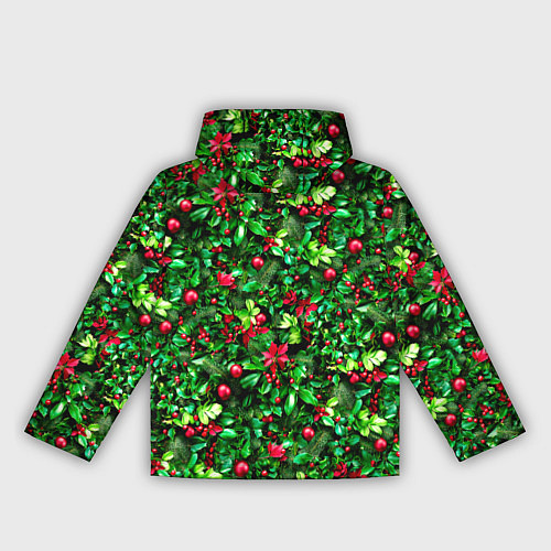 Женская ветровка Ягоды падуба на новогодней елке / 3D-Черный – фото 2