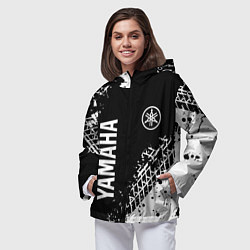 Ветровка с капюшоном женская Yamaha - следы от шин, цвет: 3D-черный — фото 2