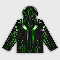 Ветровка с капюшоном женская Green stripes on a black background, цвет: 3D-черный
