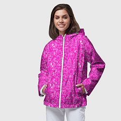 Ветровка с капюшоном женская Амонг ас - паттерн, цвет: 3D-белый — фото 2