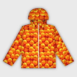 Ветровка с капюшоном женская Новогодние мандаринки, цвет: 3D-белый