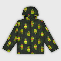 Ветровка с капюшоном женская Ананасовый паттерн, цвет: 3D-черный