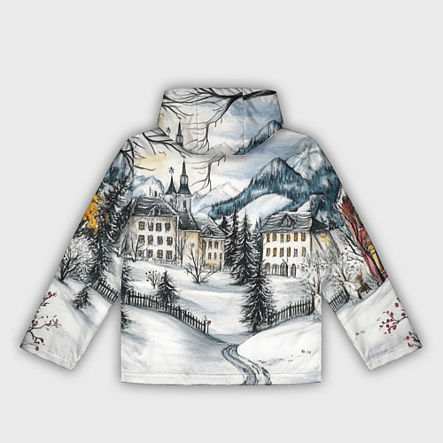 Женская ветровка Заснеженный старый город / 3D-Черный – фото 2