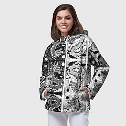 Ветровка с капюшоном женская Драконы инь и янь с узорами, цвет: 3D-белый — фото 2