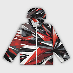 Ветровка с капюшоном женская Чёрно-красно-белая абстракция, цвет: 3D-белый