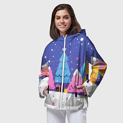 Ветровка с капюшоном женская Милые разноцветные елочки, цвет: 3D-белый — фото 2