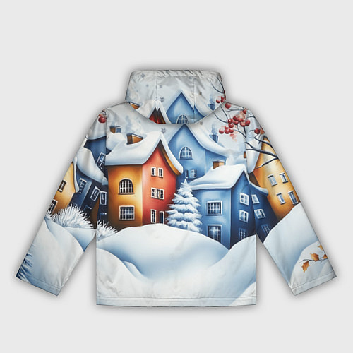 Женская ветровка Зимний новогодний городской пейзаж / 3D-Черный – фото 2