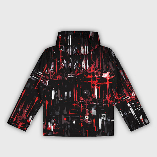Женская ветровка Бело-красная тревожная абстракция на чёрном фоне / 3D-Черный – фото 2