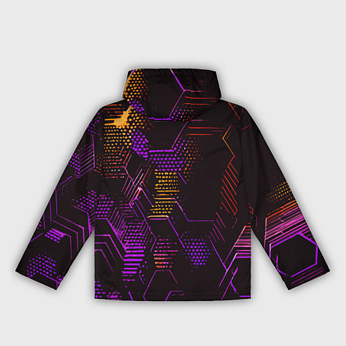 Женская ветровка Жёлто-фиолетовые точки и линии на чёрном фоне / 3D-Черный – фото 2