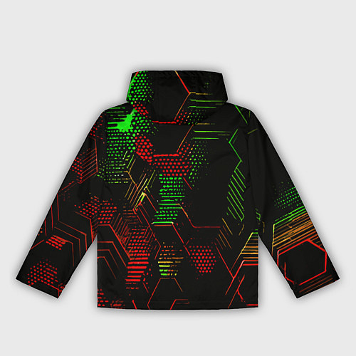 Женская ветровка Красно-зелёные точки и линии на чёрном фоне / 3D-Черный – фото 2