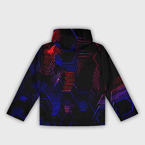 Женская ветровка Красно-синие точки и линии на чёрном фоне / 3D-Черный – фото 2