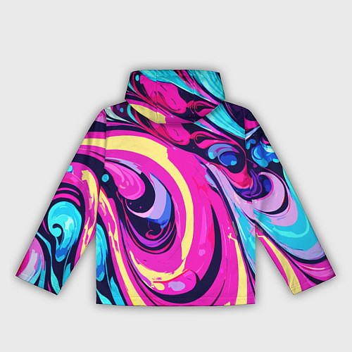 Женская ветровка Сине-розовый узор / 3D-Черный – фото 2