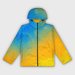Ветровка с капюшоном женская Желто голубой градиент, цвет: 3D-черный