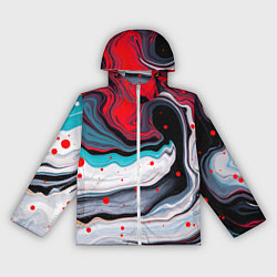 Ветровка с капюшоном женская Флюид арт абстракция, цвет: 3D-белый