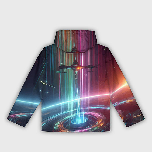 Женская ветровка Spaceship in the neon cosmos - nasa / 3D-Черный – фото 2