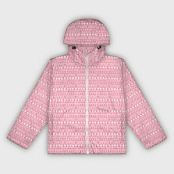 Ветровка с капюшоном женская Розовый с белым простой узор, цвет: 3D-белый