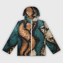 Ветровка с капюшоном женская Кожа в змеином стиле, цвет: 3D-белый