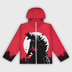 Ветровка с капюшоном женская Godzilla destroys the city, цвет: 3D-белый