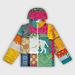 Ветровка с капюшоном женская Пэчворк с человечком, цвет: 3D-белый