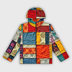 Ветровка с капюшоном женская Пэчворк из ярких тканей, цвет: 3D-черный