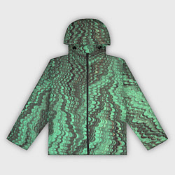 Ветровка с капюшоном женская Разводы в зеленом цвете, цвет: 3D-черный