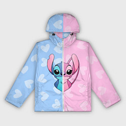 Ветровка с капюшоном женская Стич и Ангел, цвет: 3D-белый