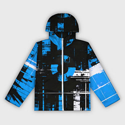 Ветровка с капюшоном женская Сине-белый гранж на чёрном фоне, цвет: 3D-белый