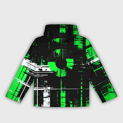 Женская ветровка Зелёно-белый гранж на чёрном фоне / 3D-Черный – фото 2