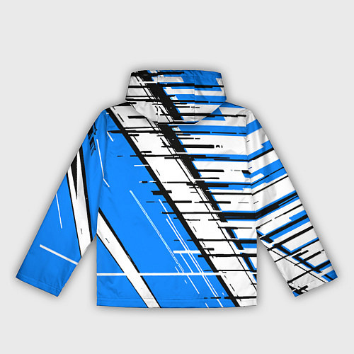 Женская ветровка Чёрно-белые глитч полосы на синем фоне / 3D-Черный – фото 2