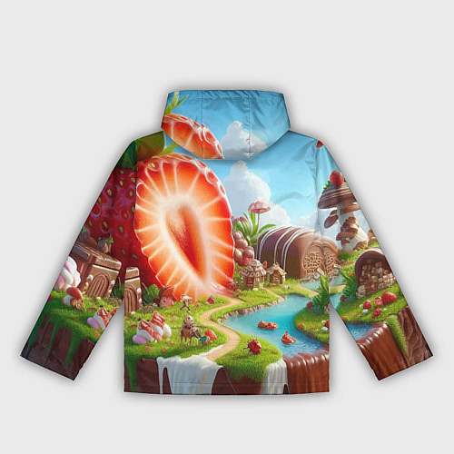 Женская ветровка Клубничная планета - нейроарт фантазия / 3D-Черный – фото 2